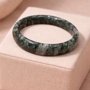 Moss Agate Stone Bangle Bracelet Polished Green Bracelet Natural Gemstone